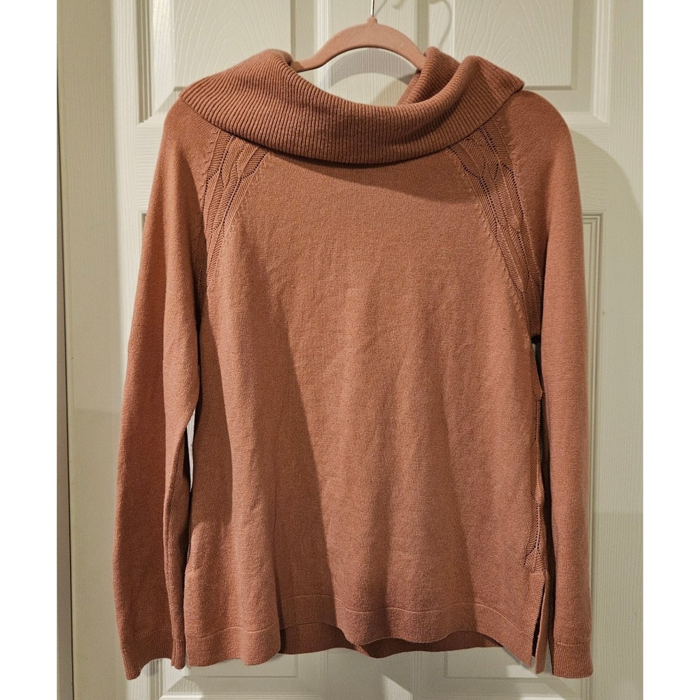 Soft Surroundings Noemie Cowl Neck Pink Wool Alpaca Sweater Medium Cozy - Picture 2 of 7